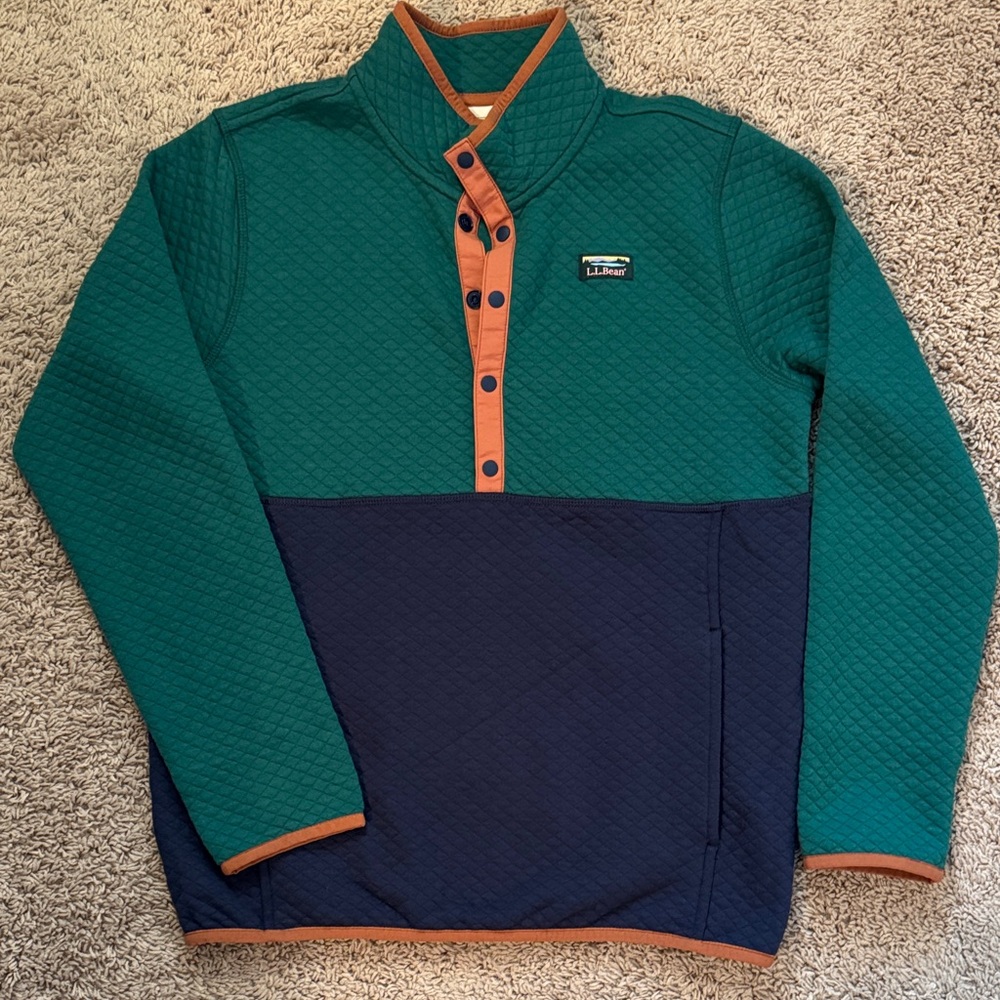 L.L. Bean Green and Navy Button-Up Sweater